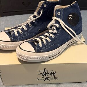 Stussy All Star Blue High-Top Sneakers 8-ball